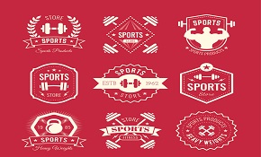 9 sporting goods store label vector